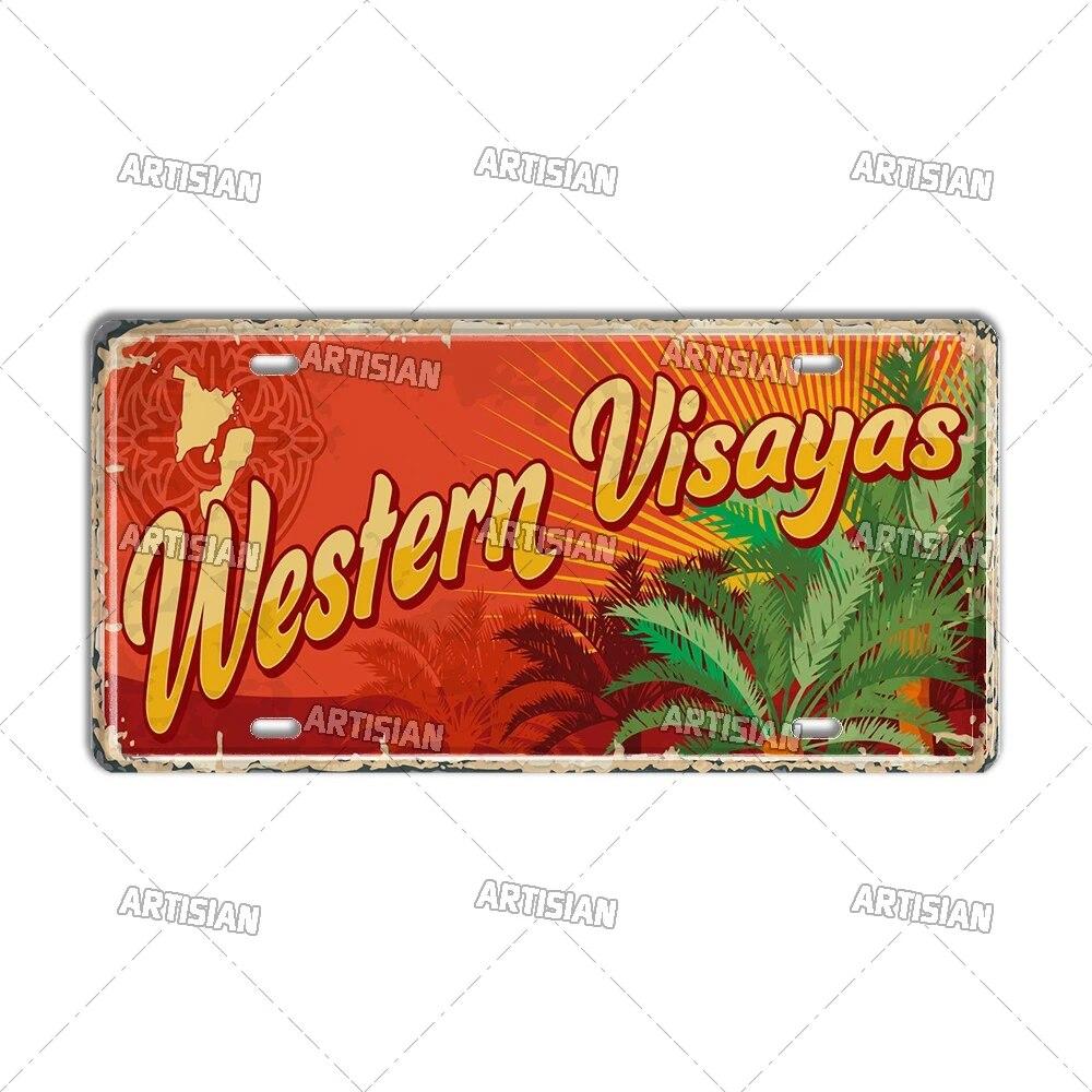 Artisian PHILIPPINES Malaysian License Plate City Metal Sign Landmark Decorative Vehicle Plate Wall Decor Garage Bar Pub Club