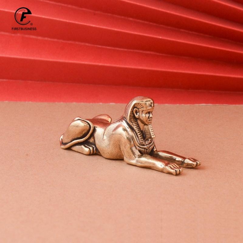 Solid Copper Egypt Sphinx Statue Small Ornaments Brass Guardian Statue Figurines Desktop Decorations Home Decor Accessories