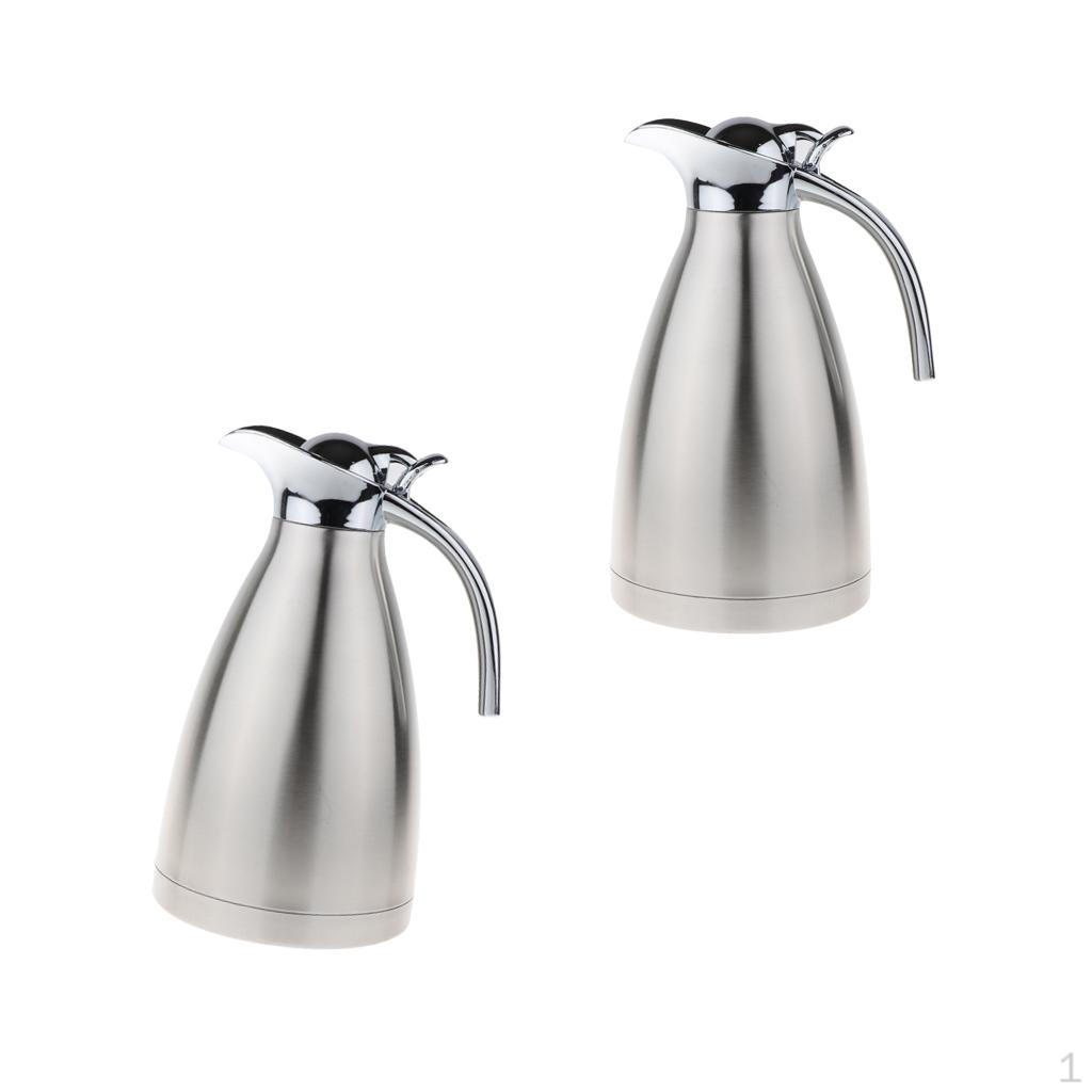 2x1.5L Stainless Steel Insulated Coffee Carafe Tea Kettle Silver