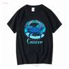Cancer Astrology Zodiac Horoscope Sign T Shirt Long Or Short Sleeves Vintage Washed Stylish Versatile Streetwear Homme