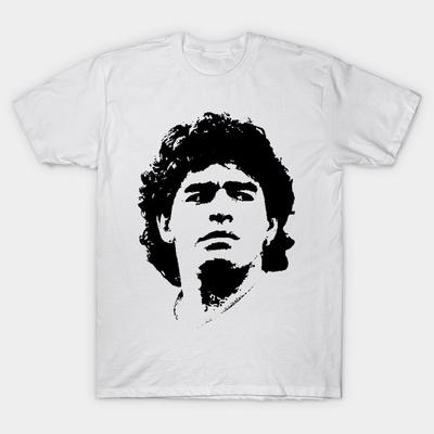 Tricou Negru cu Imprimeu pentru Bărbați Diego Maradona Portret Pop Art Imprimeu pe Hârtie de Transfer Fără Tăiere Tricou din Bumbac