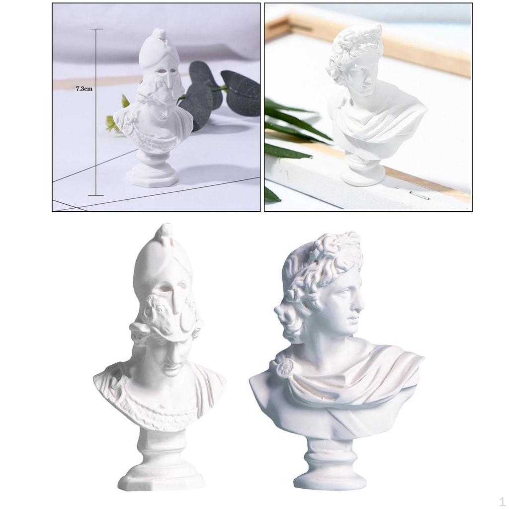 2x Greek Mythology Figurine Plaster Bust Statue Home Decoration,Famous Sculpture Gypsum Portraits