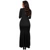 C7271 Women's Fashion Solid Color Long Sleeve Slit Dress with Hot Drilling