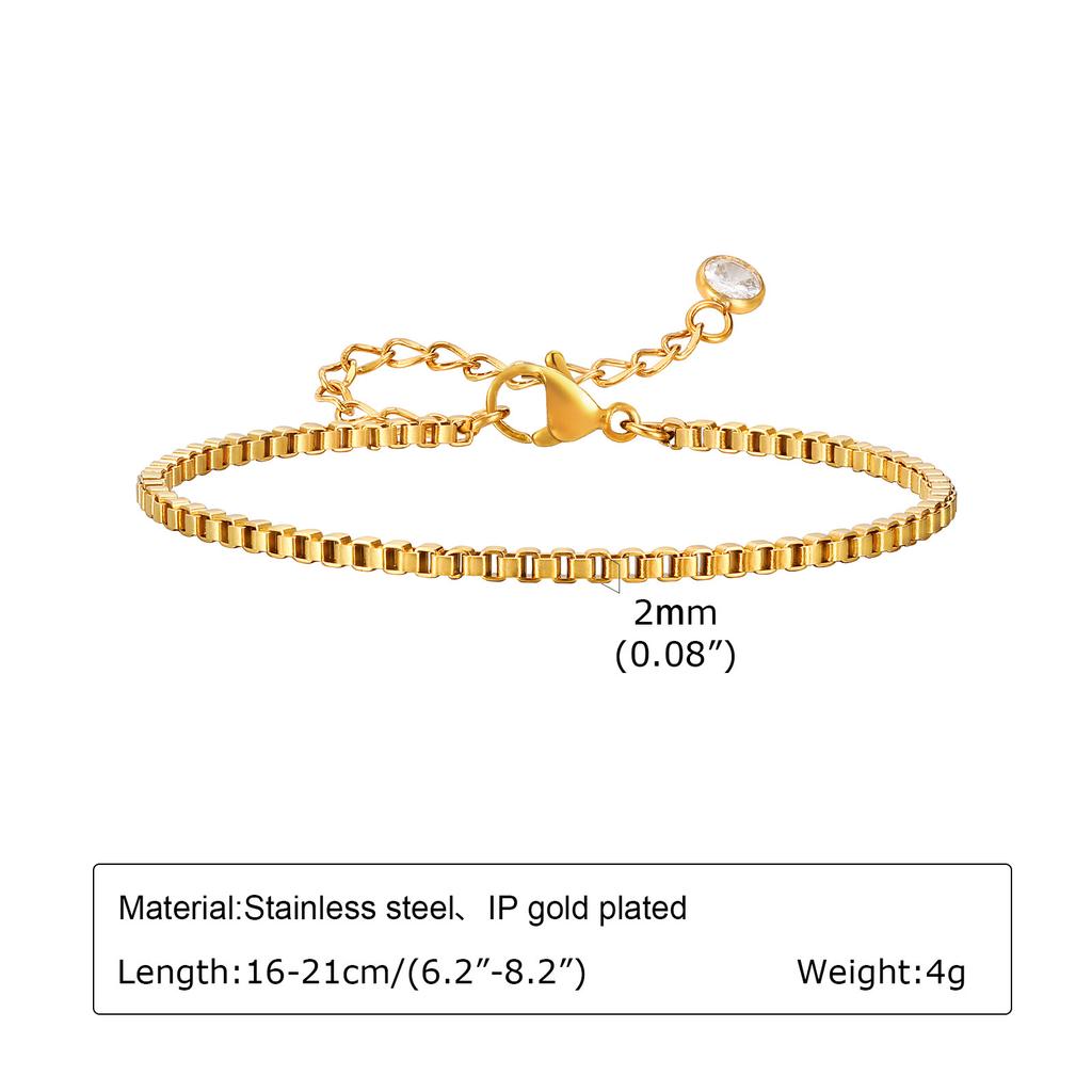 Non Tarnish Stainless Steel Bracelet Gold Plated Stackable for Women, Thin Herribone Chain Bracelet Waterproof Jewelry