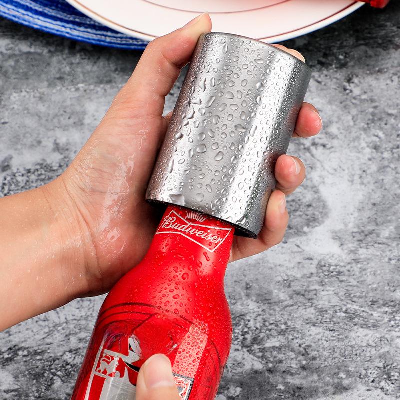 Automatic Push-Type Creative Beer Bottle Opener - Magical Tool with Logo.