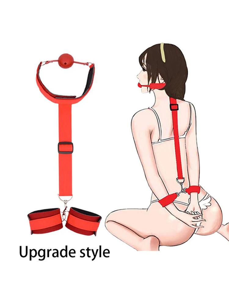 Adult Game Restraints Fetish Erotic Sex Toys For Couples Women Bandage Slave Collars Obedience Handcuffs Master Bondage Kit