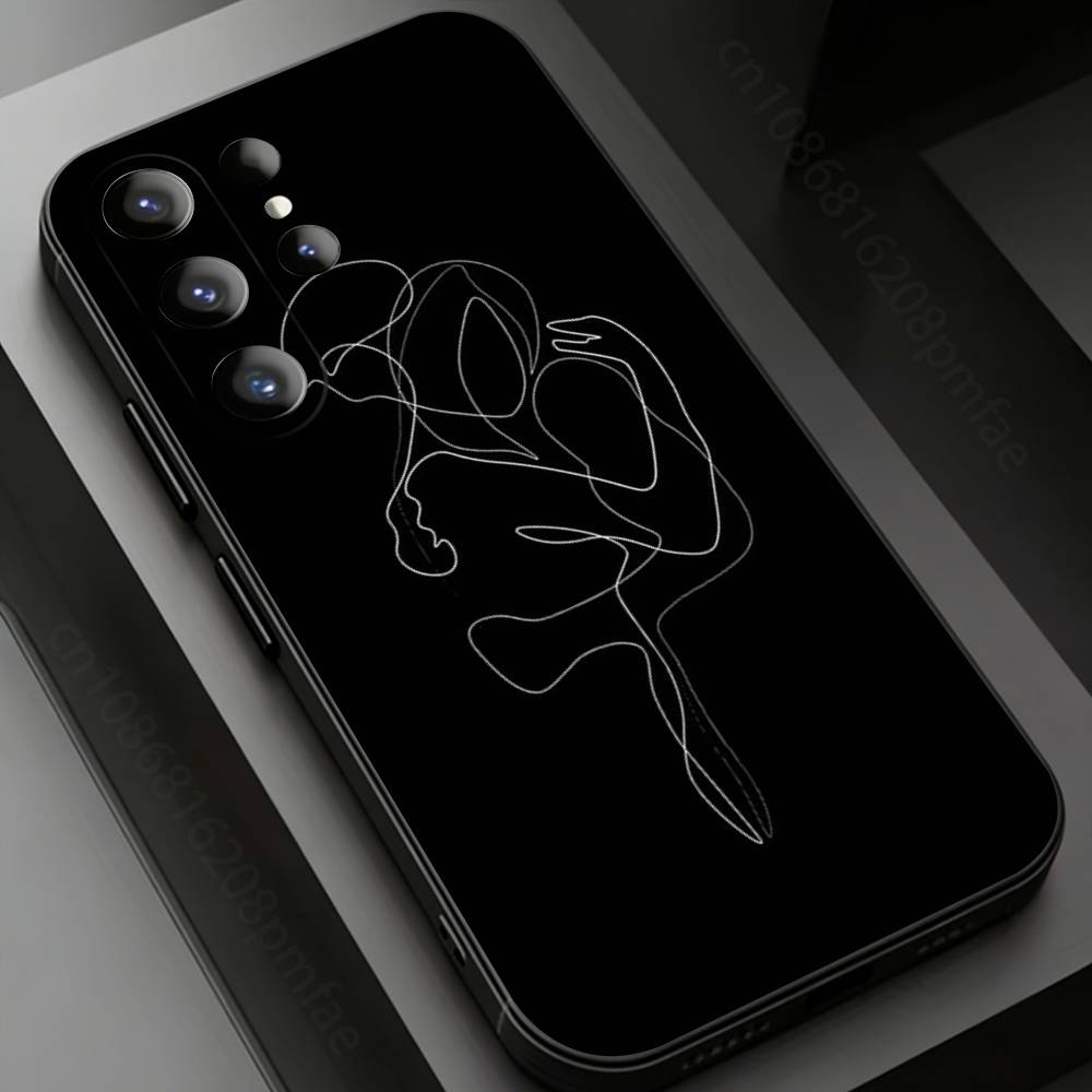 

Artistic Line Embrace Phone case for Samsung Galaxy S24,25,26,23 22,21,S20 Plus Ultra FE soft fundas cases Samsung S24ULTRA
