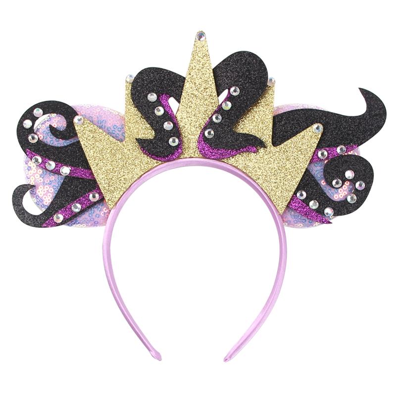Halloween Mouse Ears Headband Sequins Bow Hairband For Women Featival Party DIY Hair Accessories Boutique
