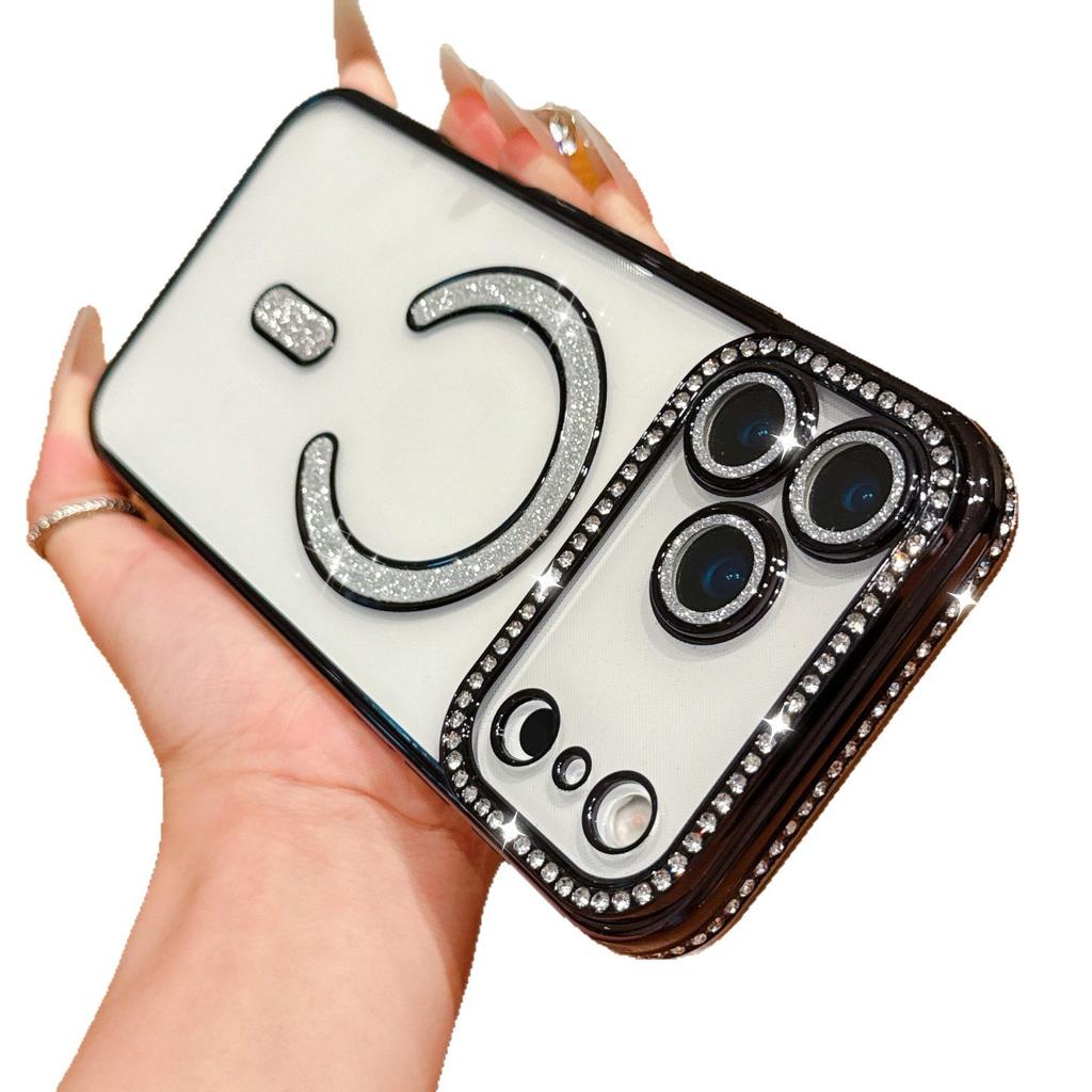 IPhone17PROMAX Plating Flash Powder Diamond Magnetic Suction Phone Case Suitable for Apple 16 Advanced Sense Anti Fall Soft Case