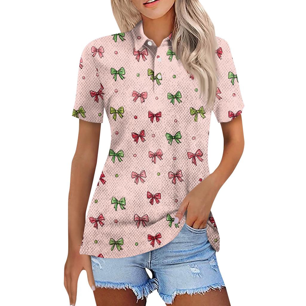Women's Fashion Casual Lapel Short Sleeve Print Shirt Women's Button Up Tops