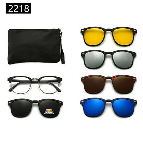 Cross-border TR90 Sunglasses Set: 1 Frame, 5 Polarized Lenses, Unisex, Trendy Driving with Pouch