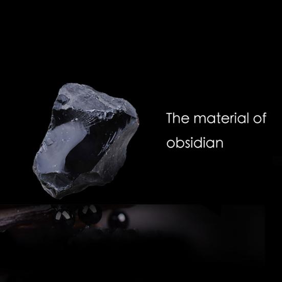 Obsidian Carving Fox Amulet Pendant Bead Chain Necklace Unisex Jewelry Gift