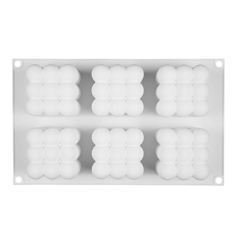

6 Cavity Easy Demoulding Silicone Resin Cube Candles Molds 3D Wax Soap Mould Cake Dessert Chocolate Baking Pastry Tools белый