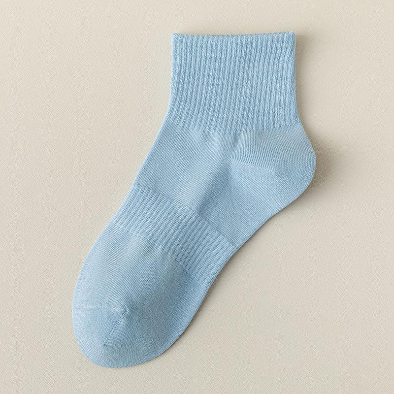 Women's Mid-calf Socks, Boneless Sports Solid Color Cotton Socks, Autumn and Winter Short Socks, Versatile Spring and Summer Socks