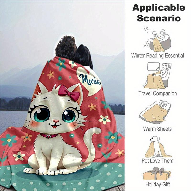 1pc Cute Cartoon Cat Blanket - Seasonal Home Decor, Soft Throw for Room, for Decorating Your Own Sofa and Living Room, Super Soft Flannel, f
