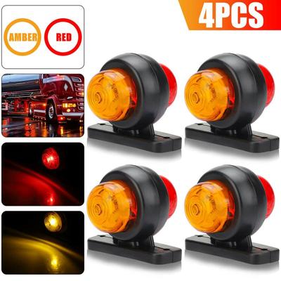 4 Pcs Auto Side Marker Lights Led Truck Trailer Round Dual Face Lamp Ip68 Sealed Waterproof Turn