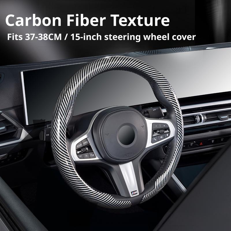 For MAZDA Steering Wheel Cover Sport Carbon Fiber Texture 37-38CM Fits 3 5 6 SKYACTIV CX30 CX5 CX8 CX9 MX5 RX8 RX7 BT50 Axela