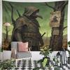 Gothic Plague Doctor With Beak Mask Hood Bow Wasteland Wall Tapestry Dark Fantasy Medieval Art Decor for Bedroom Man Cave Game Room Gift