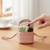 Vintage Leather Cosmetic Bag Lipstick Change Storage Bag Portable Travel Storage Bucket Personality Mini Round Coin Purse