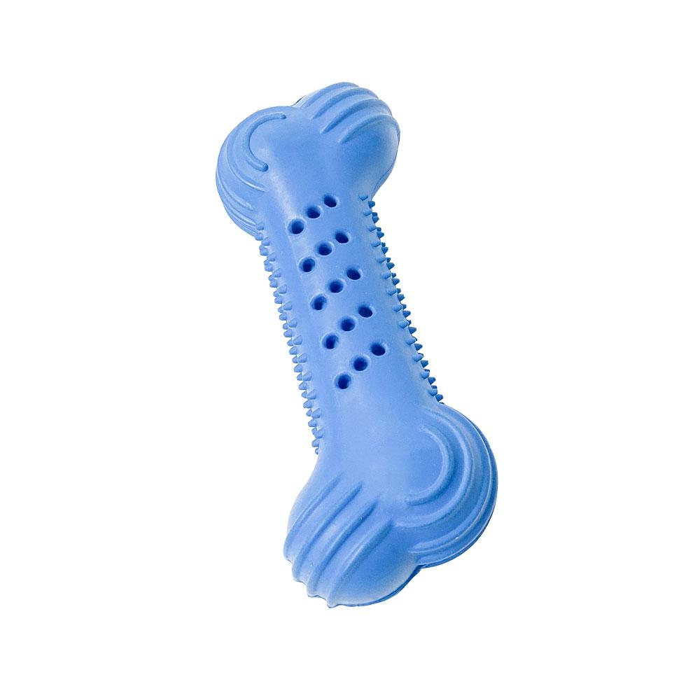Eco-Friendly Natural Rubber Dog Chew Toys Tough Chew Bones OEM Brand Model YSRT-024 Stocked Simple Style for Dogs (Blue,S)