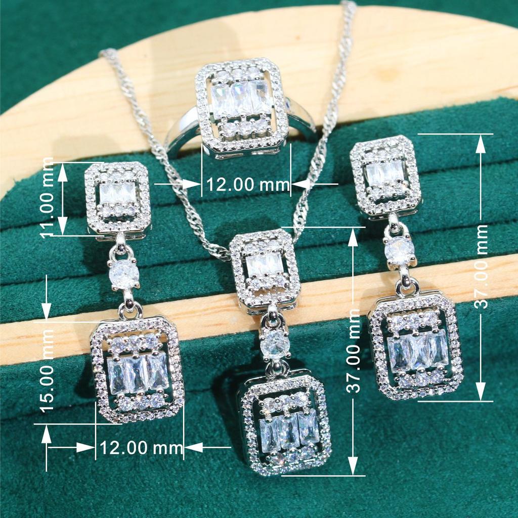 European and N Style Female Pendant with Diamond Dinner Party Wedding Accessories Lady Wedding Jewelry Set