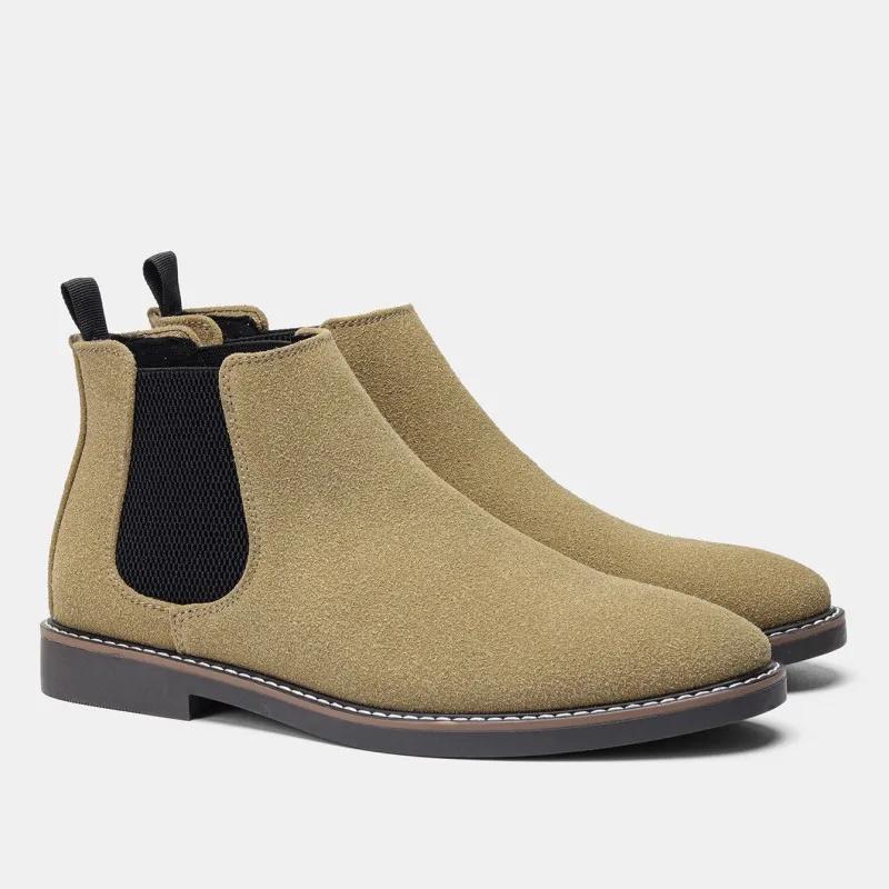 Fashion Botas Para Hombre High Quality British Men Shoe Men Chelsea Boot Fashion Leather Shoe Retro Men Large Ankle Boot Men Winter Shoe