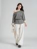 Long Sleeve Plus Size Sexy Off the Shoulder Plaid Casual Spring Autumn T Shirt Tops Women T-shirt