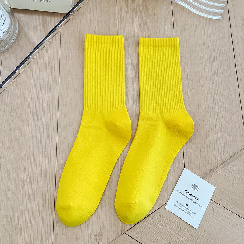 Bunte Damen Baumwoll Kniehohe Tanzsocken: Macaron Bonbonfarbe, Wadenlang, Japanischer Stil