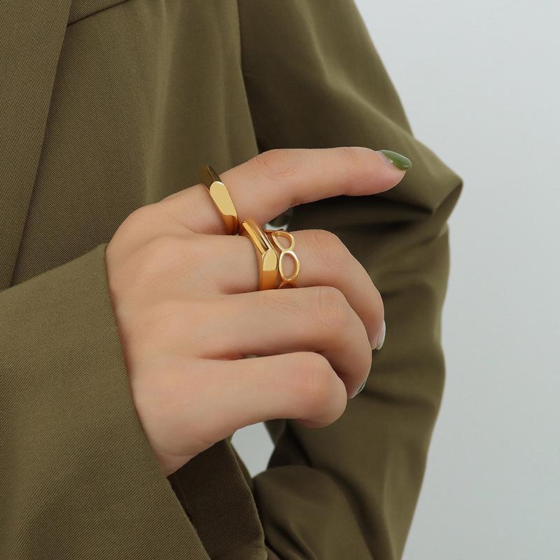 18K Gold-Plated Titanium Steel Geometric Stacking Rings