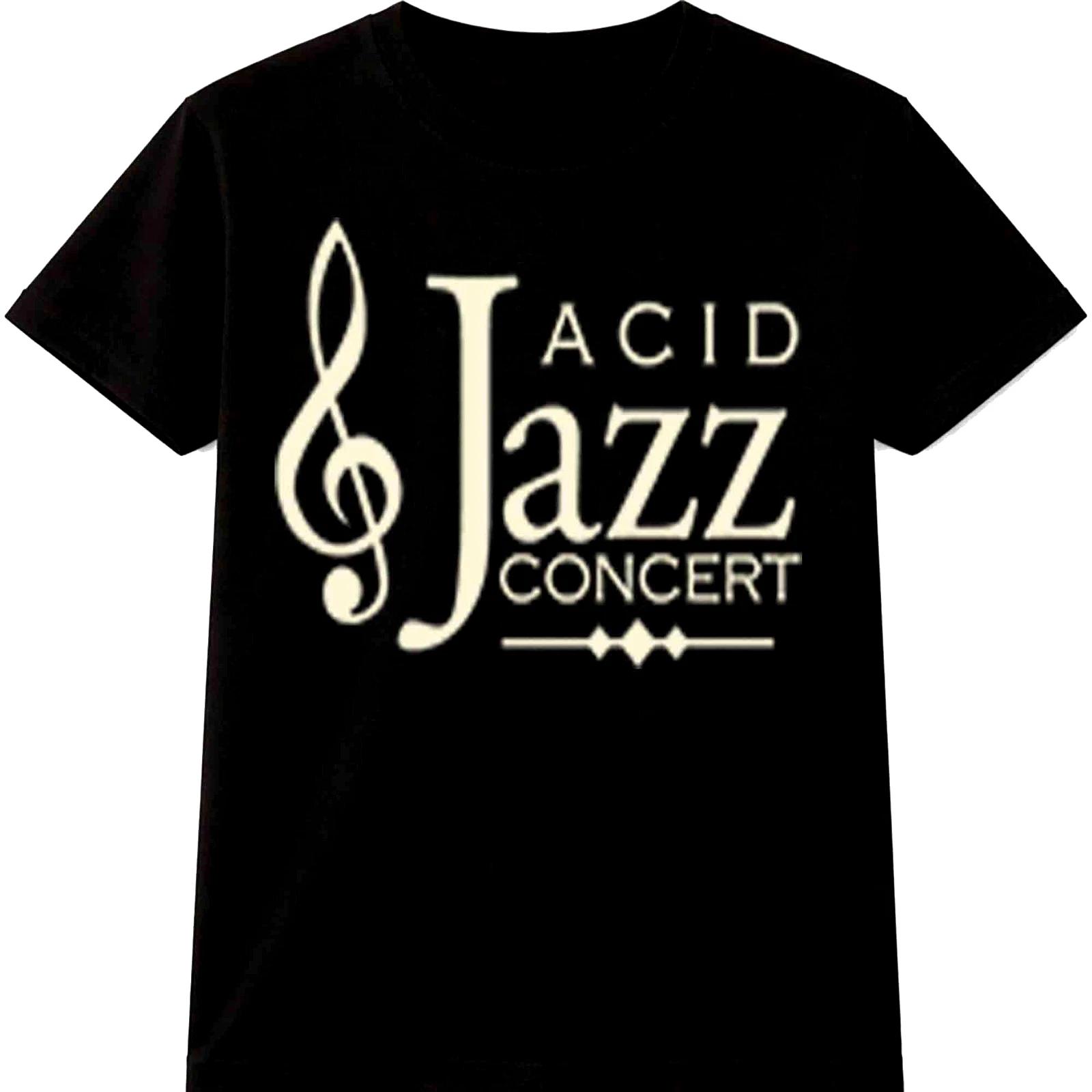 Acid Jazz Concert Graphic T-Shirt Treble Clef Music Note Tee Jazz Lover Gift XL