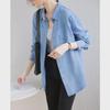Women's Slimming Loose-Fit Thin Denim Shirt, Retro Korean Style, Autumn 2025 Collection