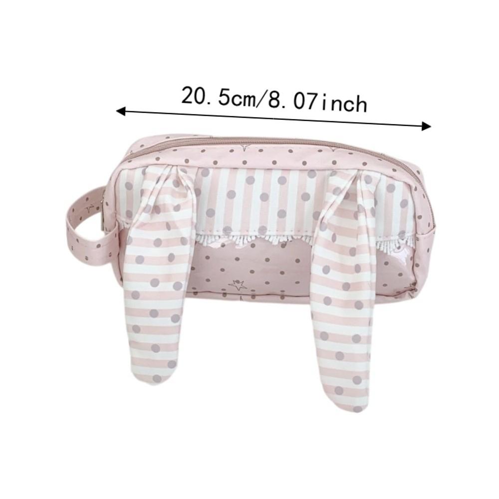 Polka Dot Print Korean Style Pen Bag Rabbit Big Ear Cloth Stationery Bag Pencil Pouch  School
