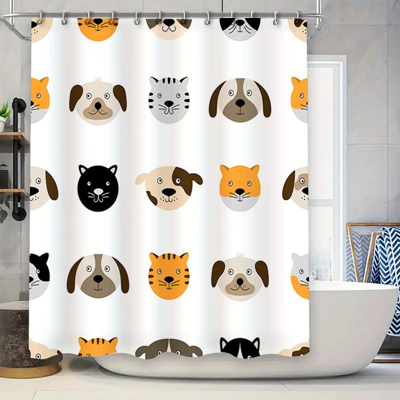 

Bathroom Curtain Decor Featuring Animal Designs With Black And White Background For Home Decoration Modern Simple Shower Curtain W60H190(CM)-1 Pcs