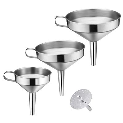 Stainless Steel Oil Honey Wide Mouth Wine Strainer Funnel Detachable Filter Tool