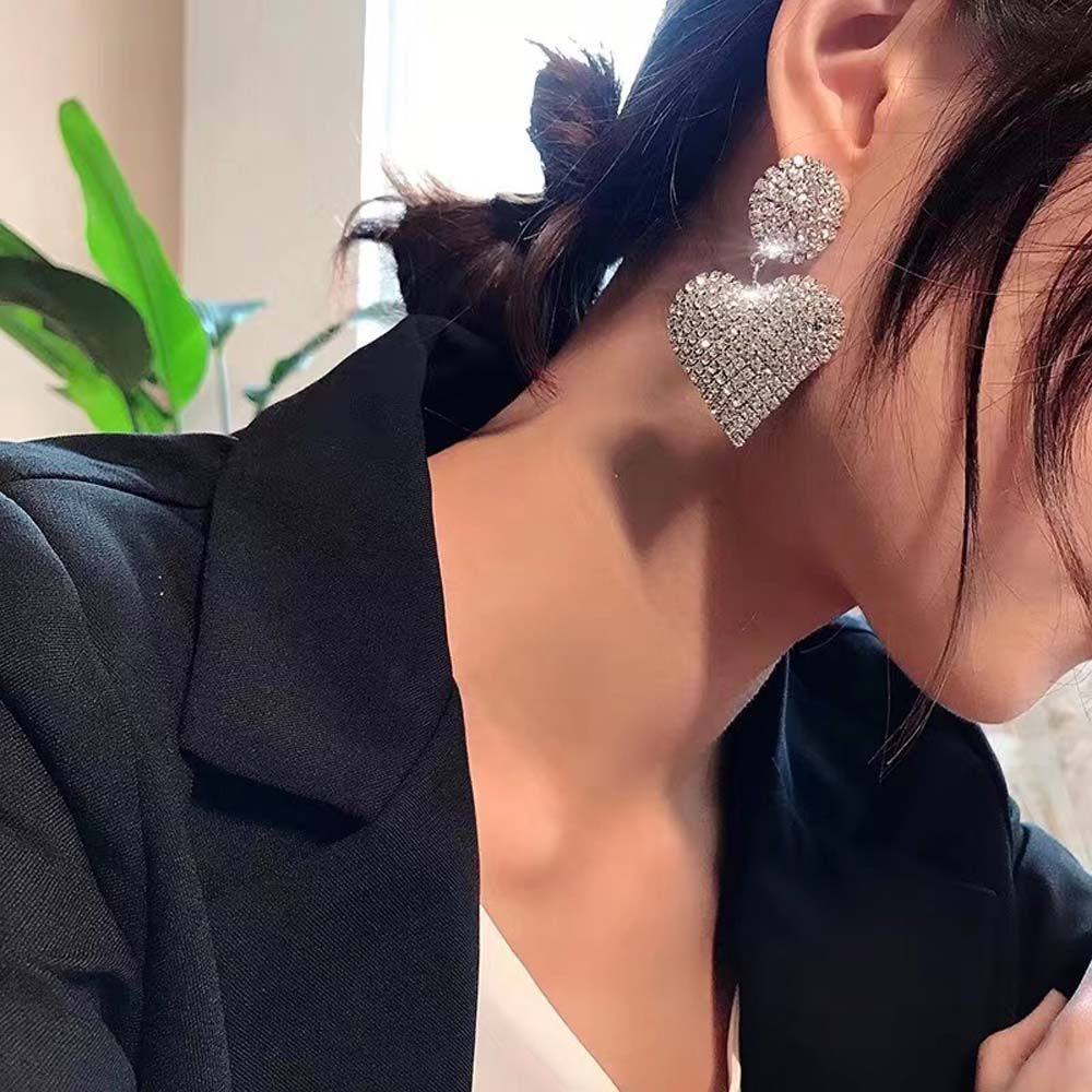 Accessories Love Heart Pendant Crystal Drop Earrings Dangle Earring Stud Earrings Jewelry