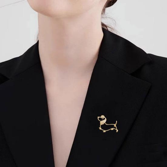 Women Brooch Hollow Design Smooth Polish Puppy Shape Lapel Pin Zinc Alloy Multi-Purpose Badge Scarf Shawl Bag Accessory