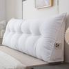 Headboard Pillow with Side Pocket Linen Triangular Headboard Wedge Cushion Bed Bolster Cushion for Shoulder Back Waist Support Dorm Home Bedroom