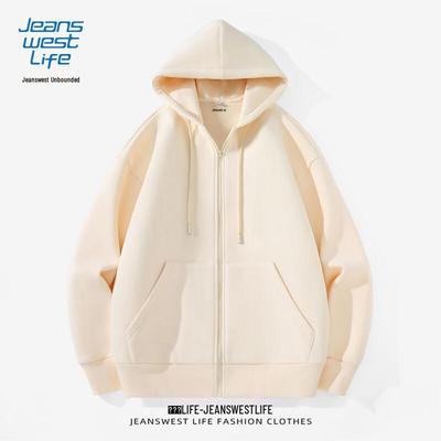 Jeanswest Men's Solid Heavyweight Hooded Zip-Up Sweatshirt
