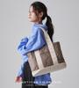 Lizdays Quilted Tote Bag for A4 Size Women, (Light Gray)