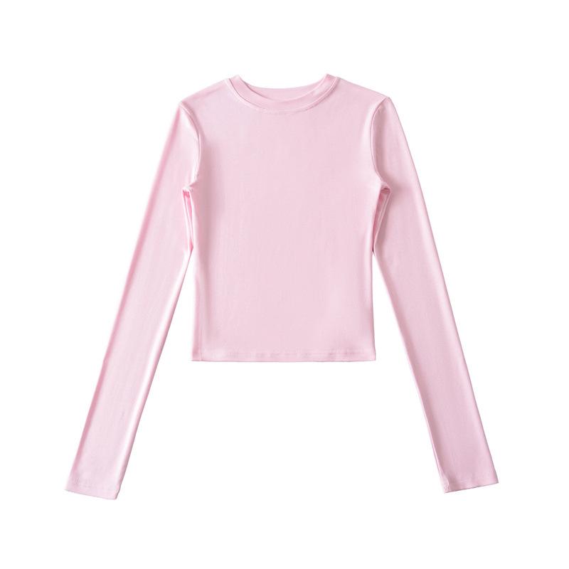 Women's Pink Sportswear Set: Round Neck Long Sleeve T-Shirt, Hooded Sweatshirt Jacket, and Wide Leg Sweatpants
