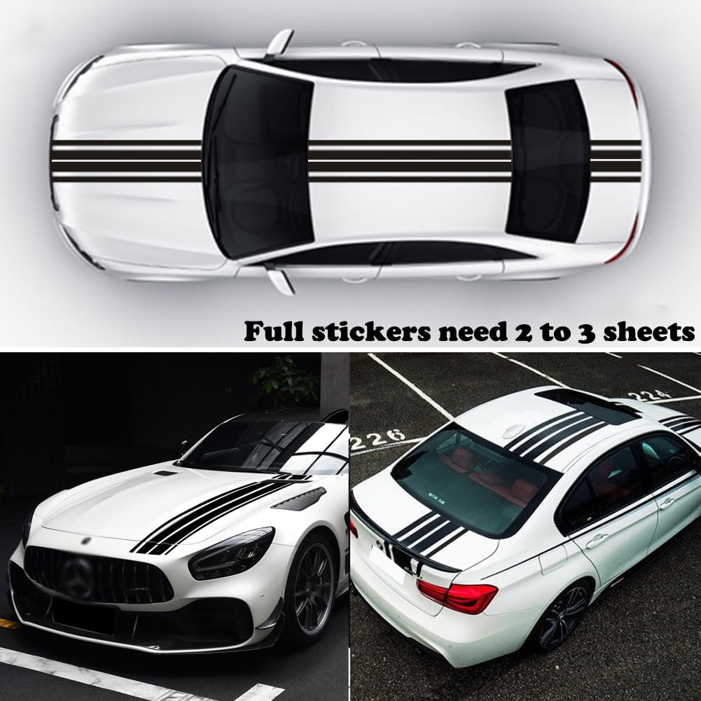 Car Hood Stripe Sticker Universal Auto Racing Stripes Body Side Decal Vinyl Stripe Sticker Accessories Modified Decoration For Car Vehicles (Red, 63