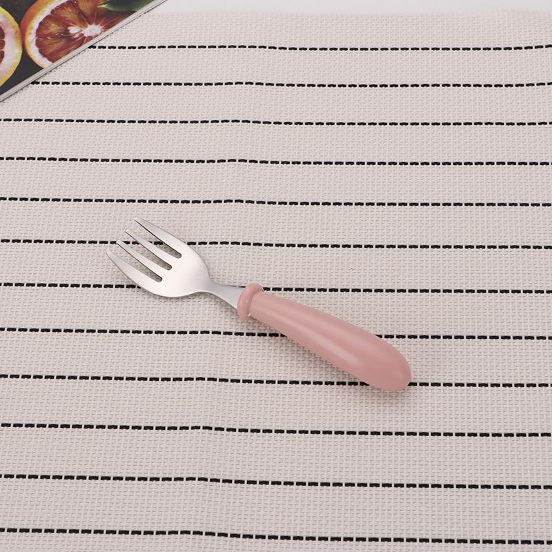 Cartoon Stainless Steel Children's Cutlery Set - Fork & Spoon with Round Handles, Gift for Mother & Baby, Birthday Gift