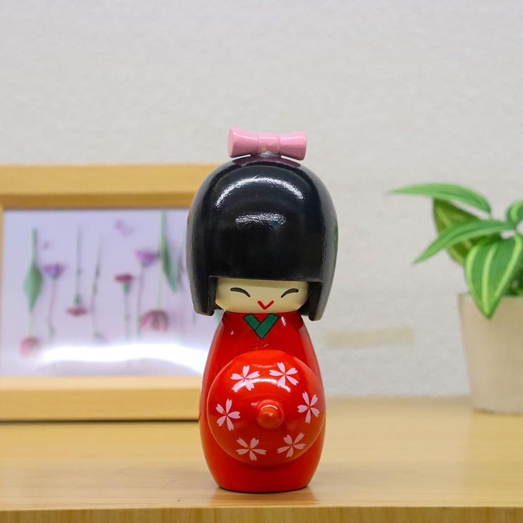 Castle Enterprises Wooden Kokeshi Dolls Set of 12 (Large), 14cm, Red, (Japanese Souvenir, Festival/Event/Children's Party/Street Stall/Fair)