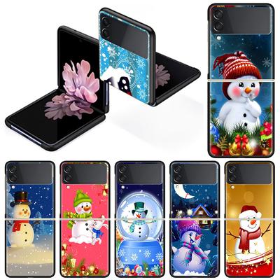 Pouzdro pro Samsung Galaxy Z Flip 3 5G 4 Černé Pevný Kryt Luxusní Telefon ZFlip4 Prevence pádu Módní PC Shell Vánoční Sněhulák