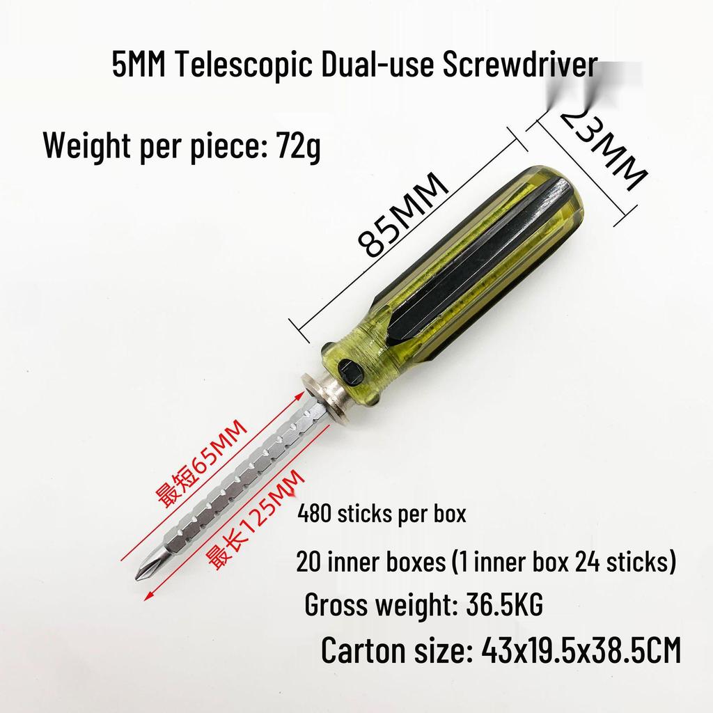 Transparent Retractable 2-in-1 Flathead & Phillips Multi-Function Screwdriver
