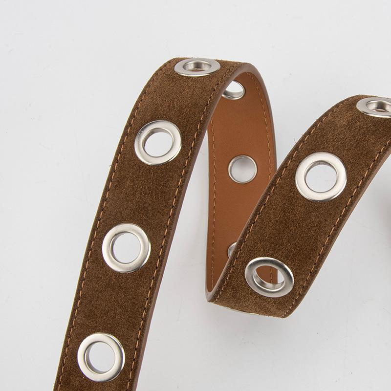 Punk Style Leather Belt Women'S Matte Jeans Decorative Belt Women