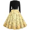 Women's Casual Vintage Dress with Square Neck and Christmas Print for Holiday Party