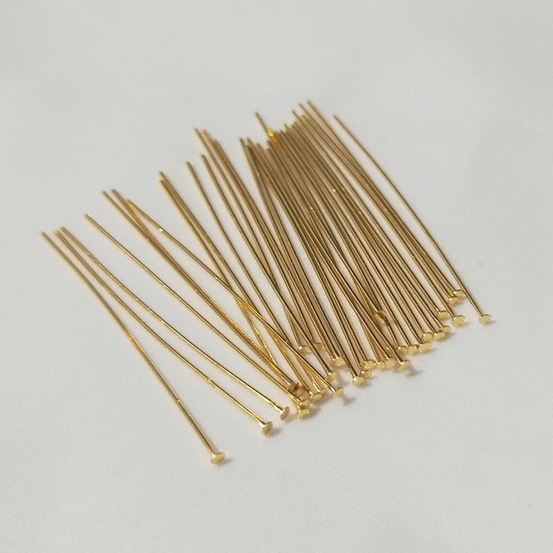 50pcs/bag 20-50mm Flat Head Pin/Ball Head Pin /Eye Pins 18K Gold Plated/Platinum Plated Pins For DIY Jewelry Making Supplies