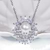 925  New Temperament High-End Group Inlaid White Zircon Fashion Simulation Pearl Shell Beads Pendant Earring Open Ring Set