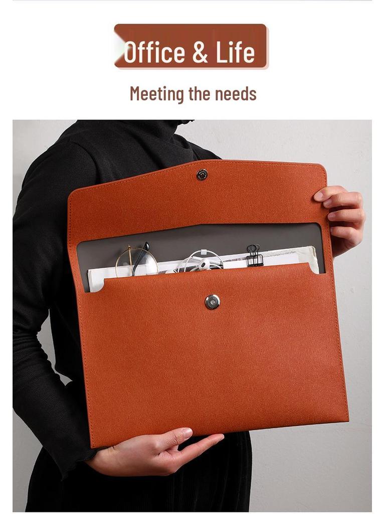 Large Leather A4 Document Folder with Customizable Logo